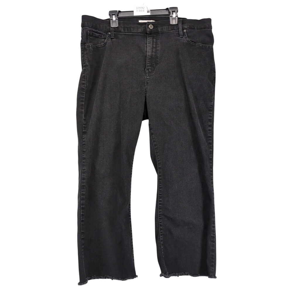 Levi's 725 Bootcut Black Jeans Womens 18W 39x24 Raw Hem High Rise Western Casual